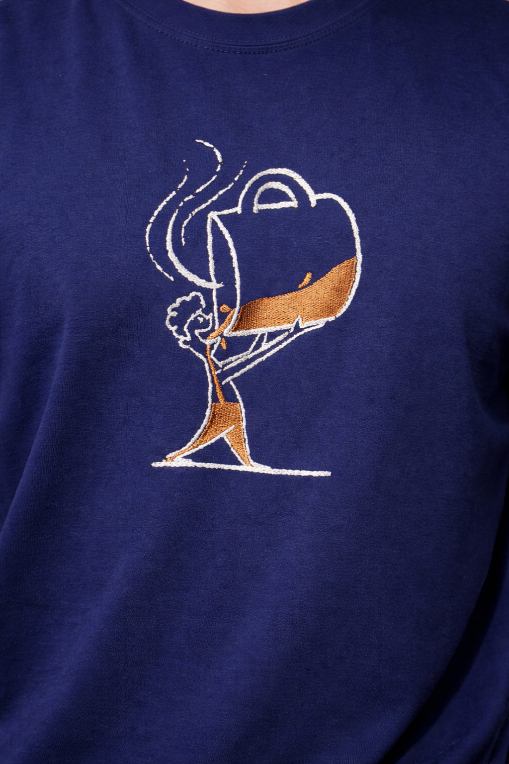 COFFEE MAN Navy blue Oversized T-shirt _ Embroidered 